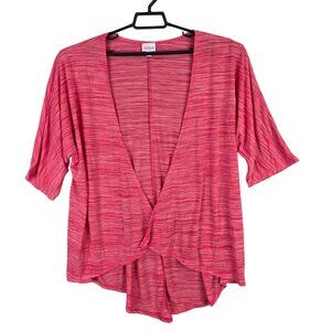 Womens LuLaRoe Pink Open-Front Cardigan 3/4 Sleeve Lightweight Polyester Blend S